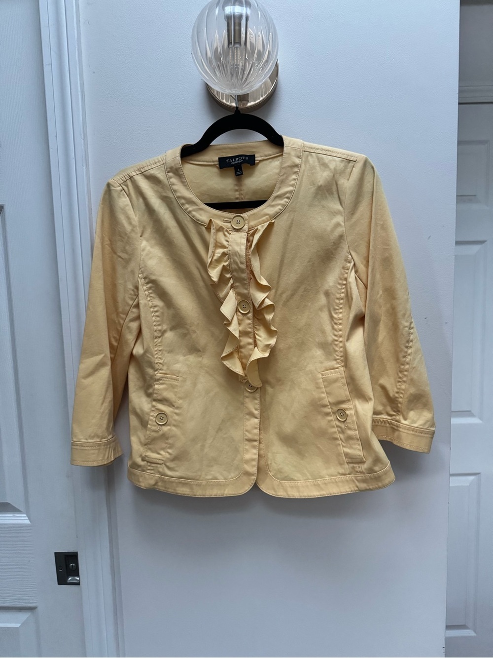 Talbots Women's Butter Yellow Ruffle-Front Jacket